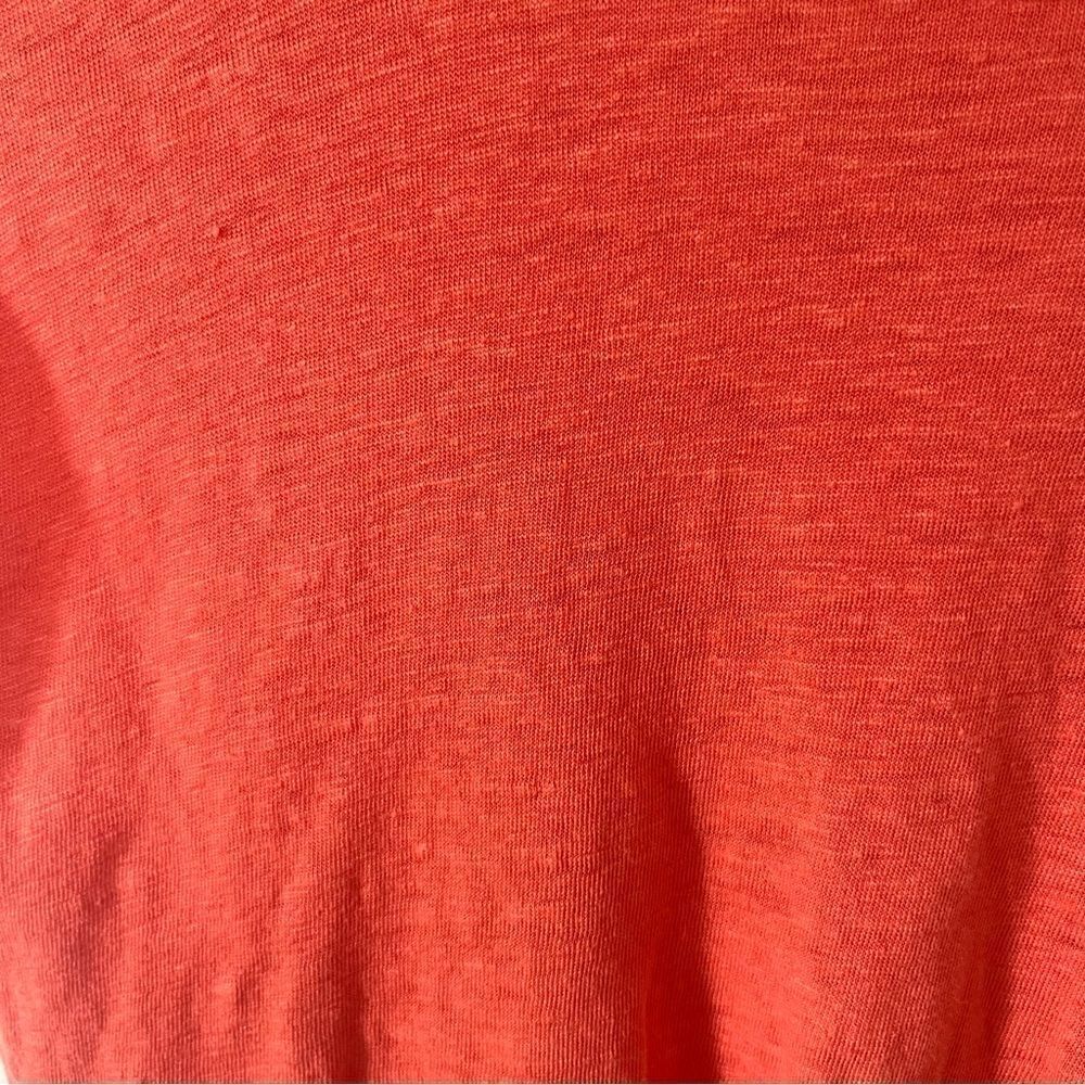 Tahari Orange 100% Linen Cap Sleeve Button Back T-shirt - Picture 7 of 7